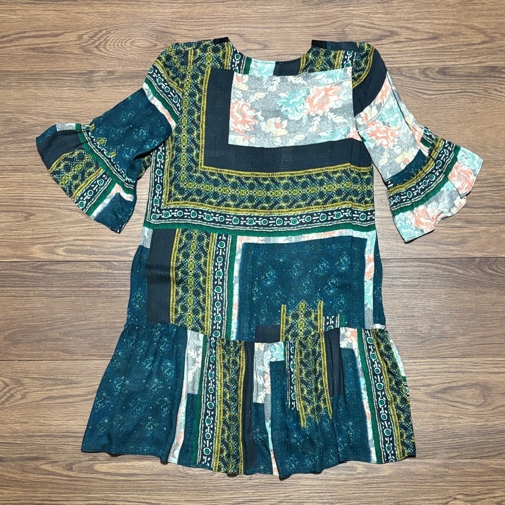 Anthropologie Maeve Patchwork Boho V-Neck Dress Small - Picture 3 of 5
